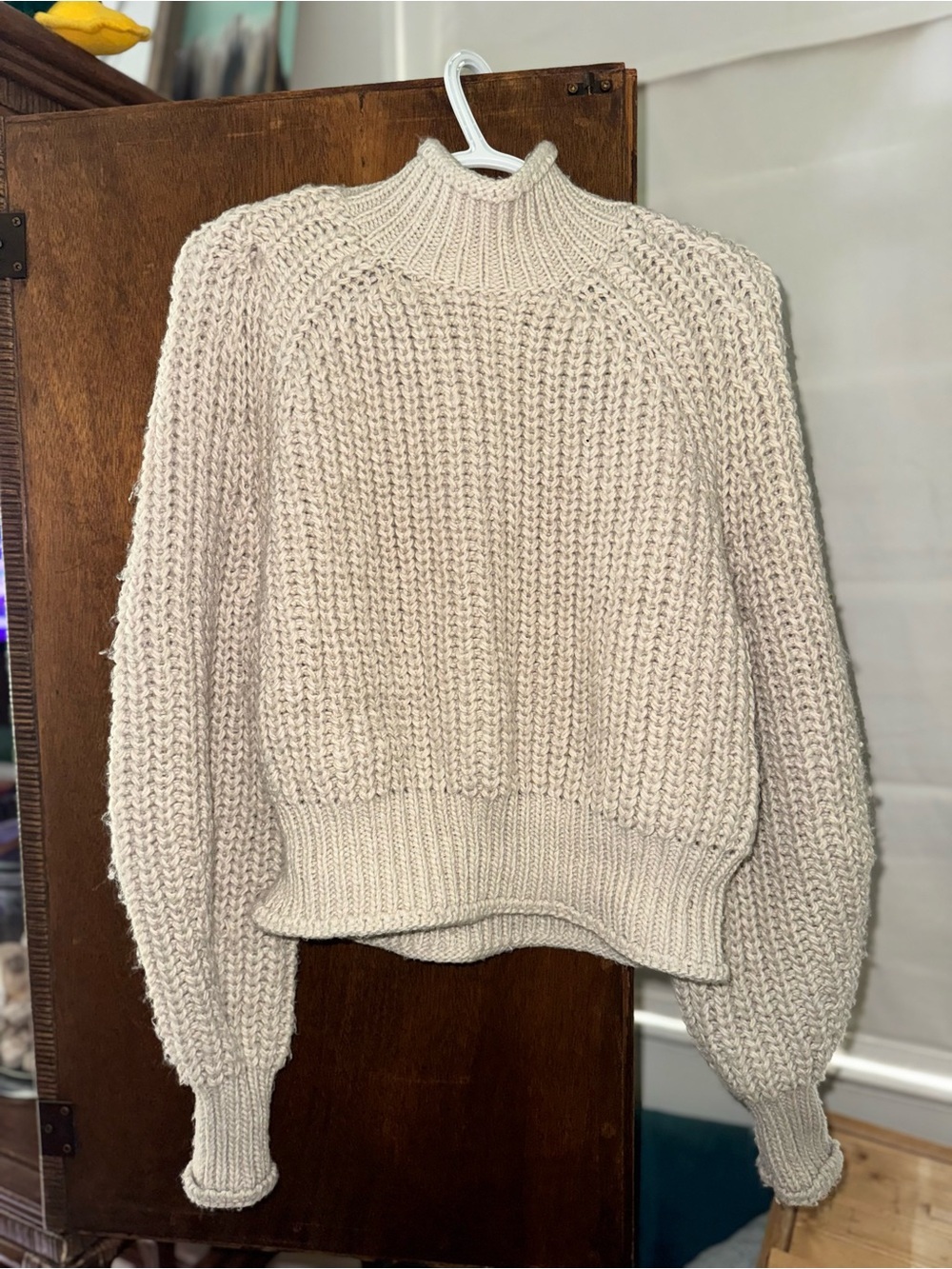 H&M Cream Chunky Ribbed Turtleneck Sweater